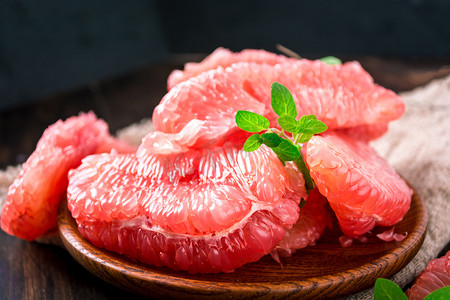 深海蜜柚摄影照片_美食水果柚子果肉摄影图