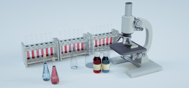 实验器材显微镜药剂摄影图