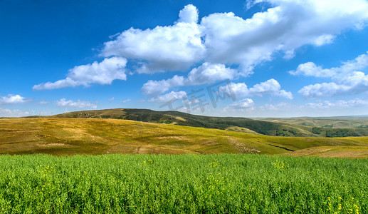 内蒙古高山草原牧场秋季自然风景摄影图