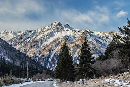 文艺冬天风景雪山