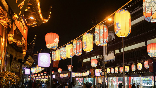 新年灯笼摄影照片_上海豫园新年灯会