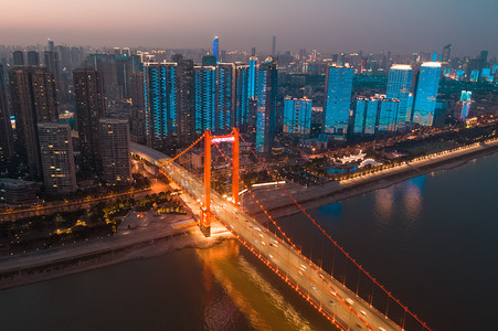 鹦鹉洲大桥摄影照片_武汉城市建筑鹦鹉洲长江大桥桥头日落航拍摄