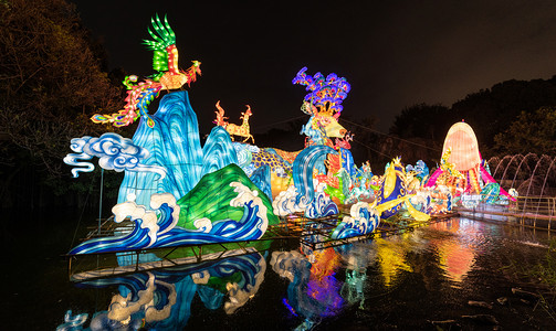 花灯灯会元旦新年夜晚锦绣摄影图配图