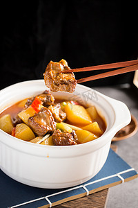中餐传统美食排骨土豆摄影图配图