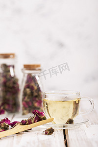 养生茶冬季玫瑰花茶清新风格静物摄影图配图