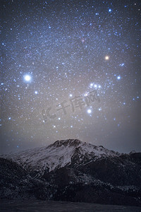 冰川星空柔焦夜晚雪山室外摄影摄影图配图
