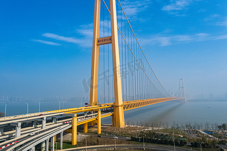 武汉城市建筑下午桥杨泗港大桥航拍摄影图配图