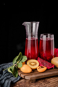水果果汁新鲜美食火龙果汁饮品摄影图配图