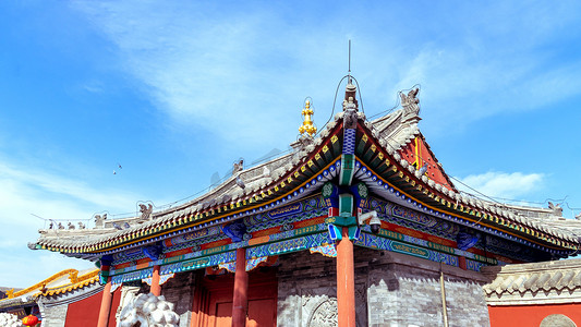 仿古素材摄影照片_寺庙上午建筑仿古旅游摄影图配图