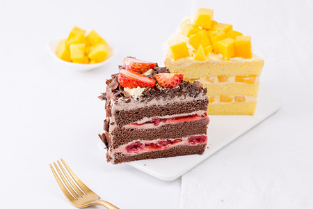 蛋糕樱桃草莓美食摄影图配图