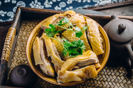 中式中式边框摄影照片_白切鸡美食摄影中式美味