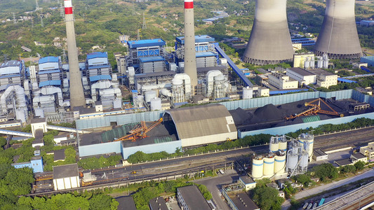 4k实拍重庆郊区大型的火力发电厂航拍视频