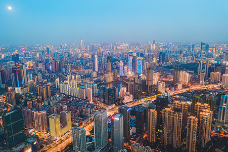 武汉城市建筑夜景城市建筑建筑群航拍摄影图配图