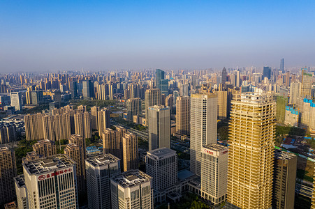 武汉城市建筑晴天居民楼沙湖航拍摄影图配图