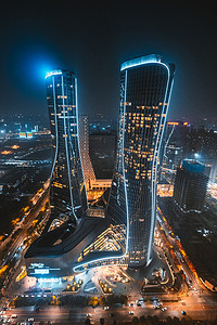 城市夜景阳台俯拍摄影图配图