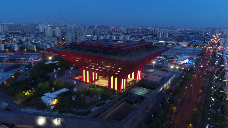 4k航拍上海世博会中国馆全景