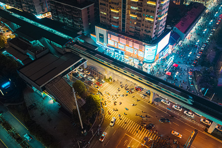 武汉城市建筑夜晚建筑循礼门航拍摄影图配图