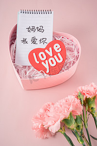 母亲节温馨粉色礼物花卉摄影图配图