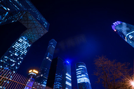 北京地标夜晚国贸CBD建筑群户外北京夜景打卡摄影图配图