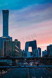 北京夕阳国贸CBD建筑群户外游玩打卡摄影图配图