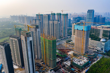 武汉城市建筑晴天楼盘太子湖航拍摄影图配图