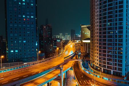 武汉城市交通夜景交通宝丰路立交航拍摄影图配图