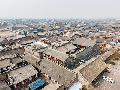 航拍山西平遥古城古民居建筑摄影图配图