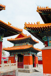 北京地标景点白天帝王庙户外空镜摄影图配图