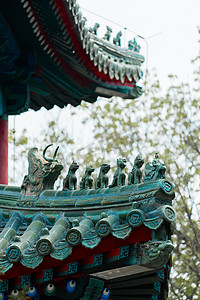 北京地标建筑白天帝王庙屋顶户外空镜摄影图配图