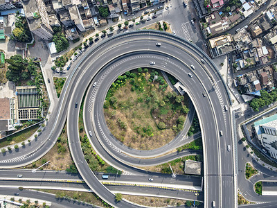 城市晚高峰交通高架桥转盘摄影图配图