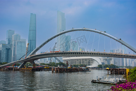 广州海心沙步行桥新建桥网红桥打卡点摄影图配图