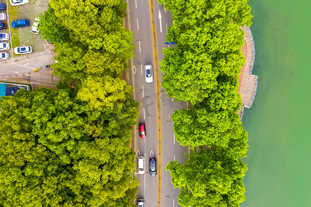 武汉城市公园晴天公园东湖路航拍摄影图配图