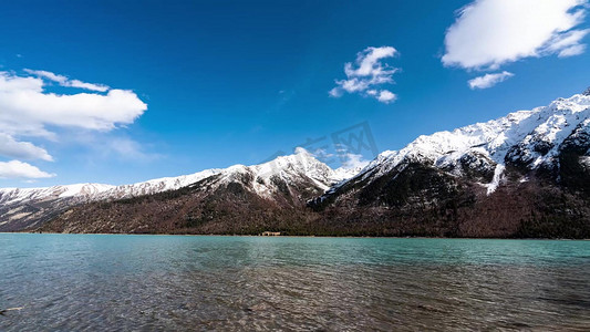 壮丽祖国山河祖国风光西藏八宿雪山然乌湖天空云朵