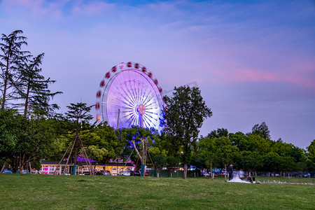 武汉城市地标夕阳地标东湖之眼慢门摄影图配图