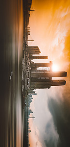 城市晚霞重庆城市风光岸边在观景摄影图配图