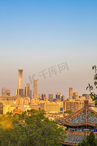北京夕阳国贸cbd城市建筑旅行摄影图配图