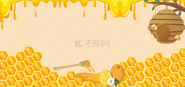 蜂蜜背景图片_野生蜂蜜养生黄色背景