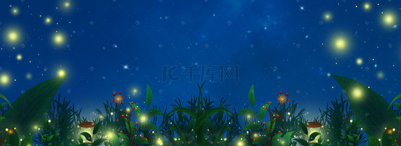 夏季夜晚背景图片_传统节气大暑小暑电商海报背景