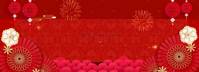 天猫红色海报背景图片_淘宝天猫电商新年氛围立体花朵海报背景