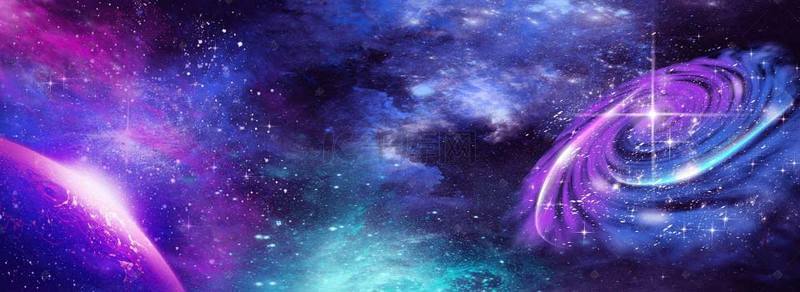 梦幻星座海报背景图片_梦幻星空紫色星空几何背景