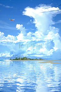 卡通电商背景背景图片_C4D立体简约天空之境梦话电商背景