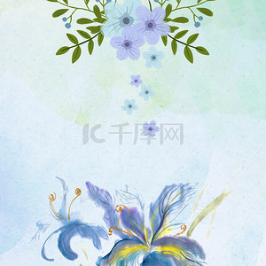 花欧式花背景图片_欧式小清新蓝色蝴蝶设计背景素材