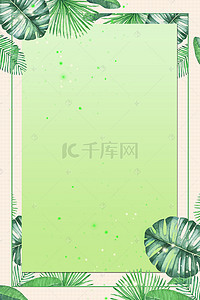 绿植白底背景图片_春天绿底清新花卉植物边框