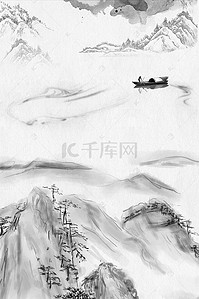 水墨山水画素材背景图片_中国风水墨山水画背景