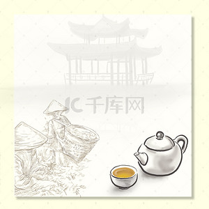 复古促销主图背景图片_茶叶茶杯复古背景促销主图