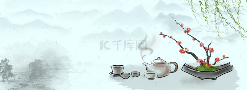 茶背景图片_禅茶一味海报背景