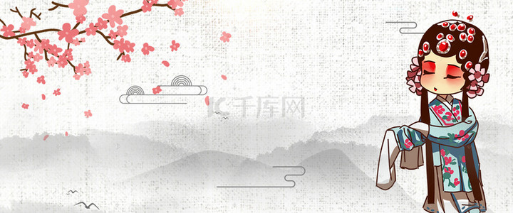 荷花背景图片_中国风戏曲国粹荷花竹子背景