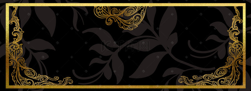矢量金色花纹质感黑底背景素材