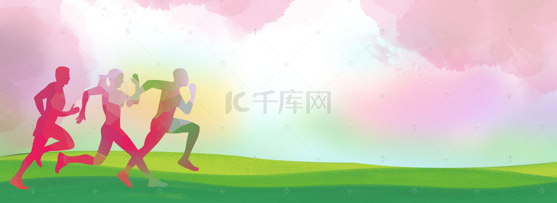 健身背景图片_跑步几何激情简约banner