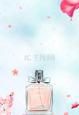 香水海报背景图片_蓝色小清新时尚创意香水背景素材